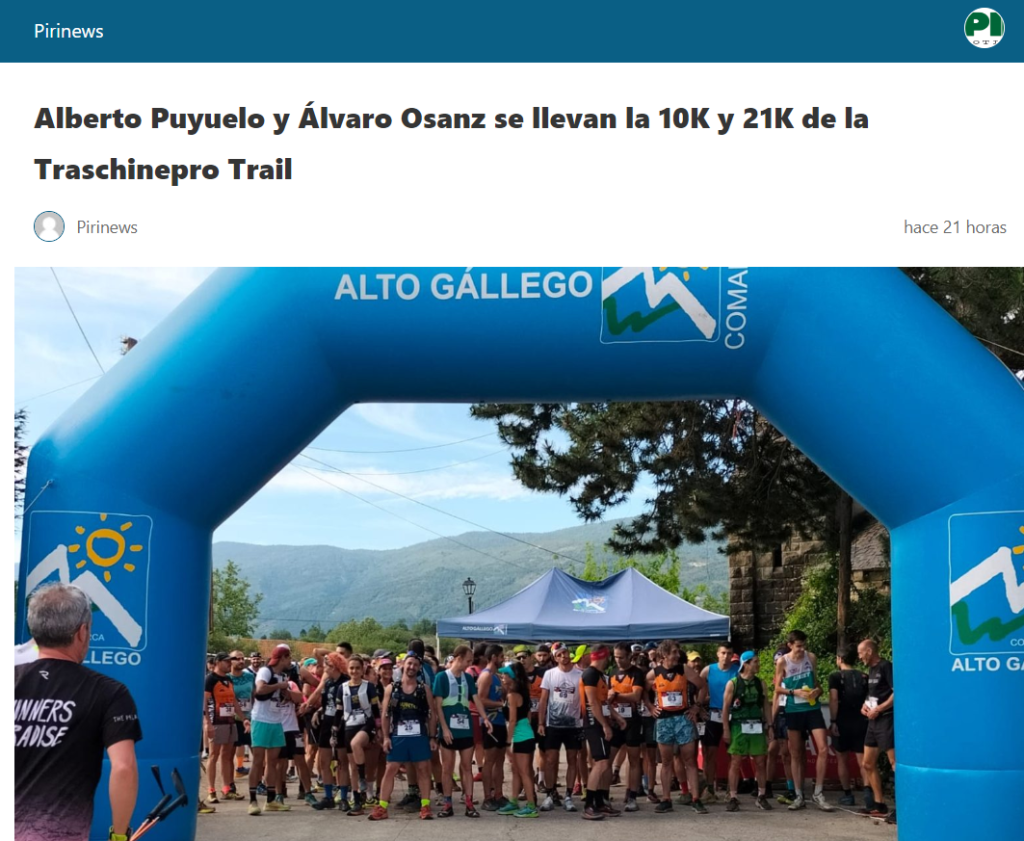 Pirinews: Alberto Puyuelo y Álvaro Osanz se llevan la 10K y 21K de la Traschinepro Trail